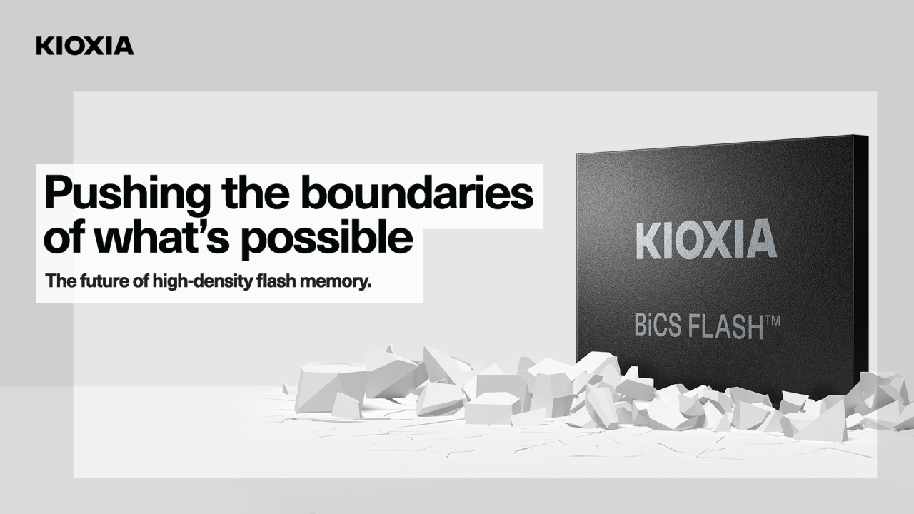 KIOXIA stellt neuen Flash-Speicher BiCS FLASH 3D für die Industrie vor.